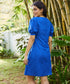 Front Bow Puff Sleeve Linen Dress